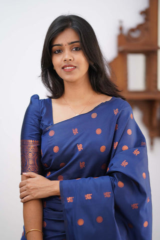 Dazzling Blue Soft Silk Saree With Unique Blouse Piece KPR