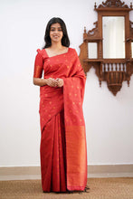 Load image into Gallery viewer, Staring Red Soft Silk Saree With Deserving Blouse Piece KPR