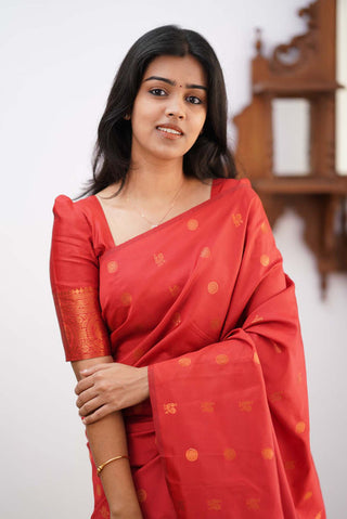 Staring Red Soft Silk Saree With Deserving Blouse Piece KPR