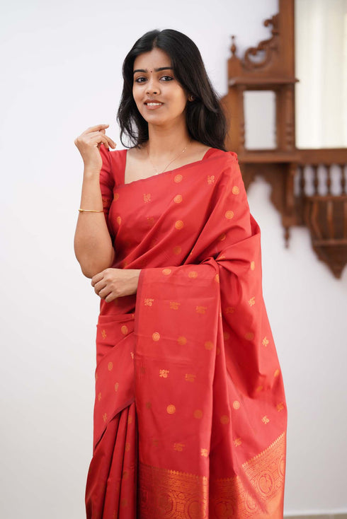 Staring Red Soft Silk Saree With Deserving Blouse Piece KPR