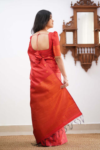 Staring Red Soft Silk Saree With Deserving Blouse Piece KPR