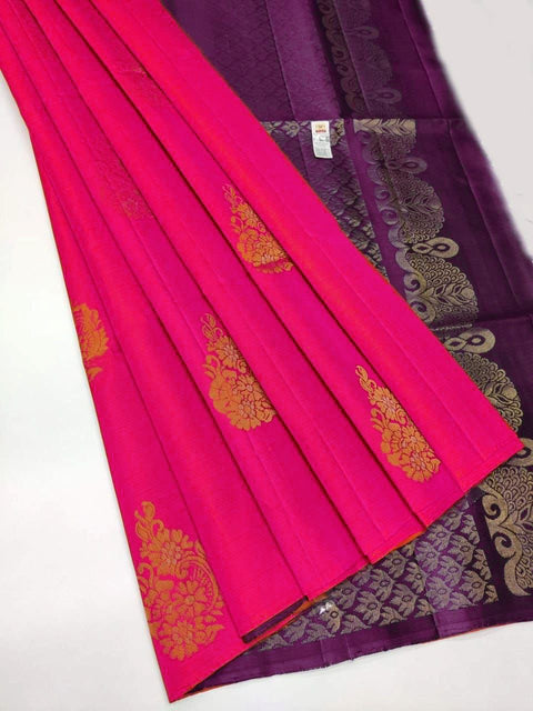 Eye-catching Dark Pink Soft Silk Saree With Mellifluous Blouse Piece KPR Main image