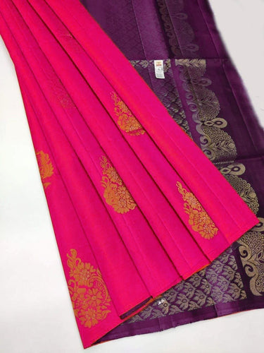 Eye-catching Dark Pink Soft Silk Saree With Mellifluous Blouse Piece KPR