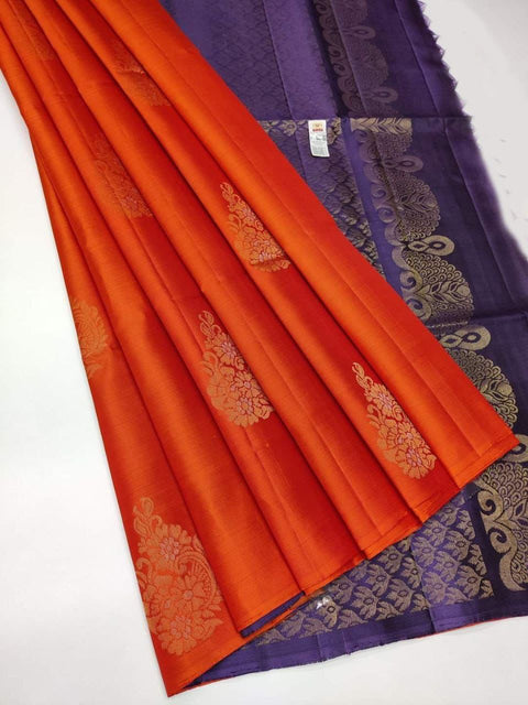 Surpassing Orange Soft Silk Saree With Engrossing Blouse Piece KPR Main image