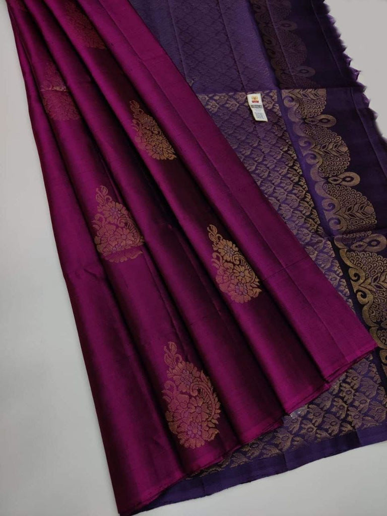 Adorable Purple Soft Silk Saree With Hypnotic Blouse Piece KPR