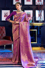 Load image into Gallery viewer, Mellifluous Purple Kanjivaram Silk Saree With Beautiful Blouse Piece Bvipul