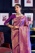 Load image into Gallery viewer, Mellifluous Purple Kanjivaram Silk Saree With Beautiful Blouse Piece Bvipul