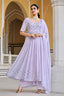 Lavender Georgette Embroidered Work Kurta Palazzo Dupatta Set ClothsVilla.com