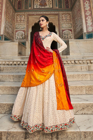 Beautiful Georgette Thread & Sequence Embroidered Work Gown ClothsVilla.com