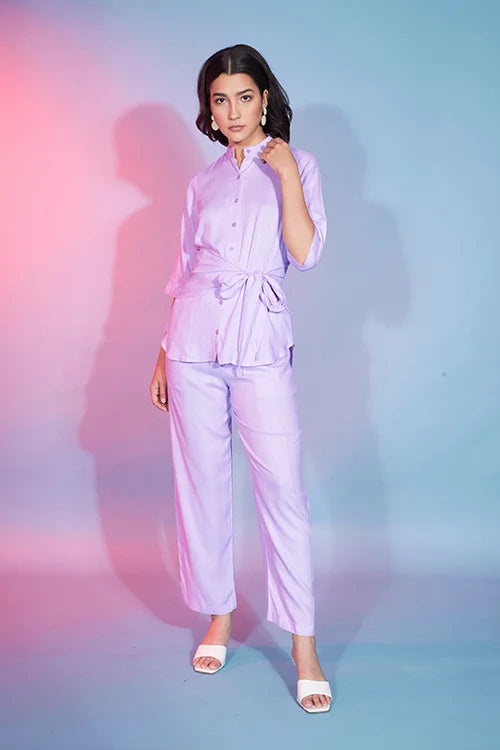 Lavender Viscose Rayon Ready to Wear Co-Ords Set Collection ClothsVilla.com