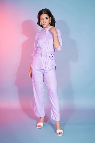 Lavender Viscose Rayon Ready to Wear Co-Ords Set Collection ClothsVilla.com