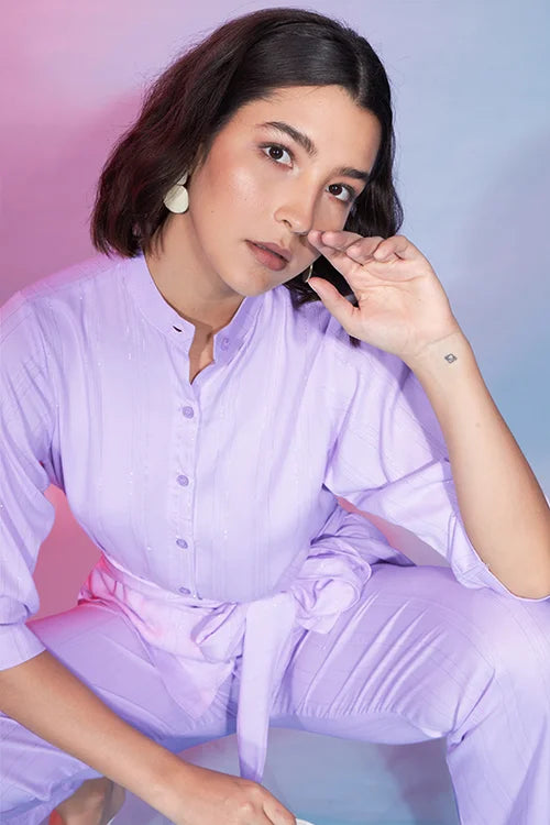 Lavender Viscose Rayon Ready to Wear Co-Ords Set Collection ClothsVilla.com