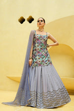 Load image into Gallery viewer, Lavender Chinon Silk Sequins Embroidered Work Lehenga Choli ClothsVilla.com