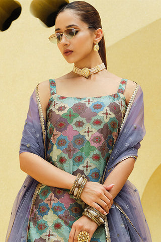 Lavender Chinon Silk Sequins Embroidered Work Lehenga Choli ClothsVilla.com