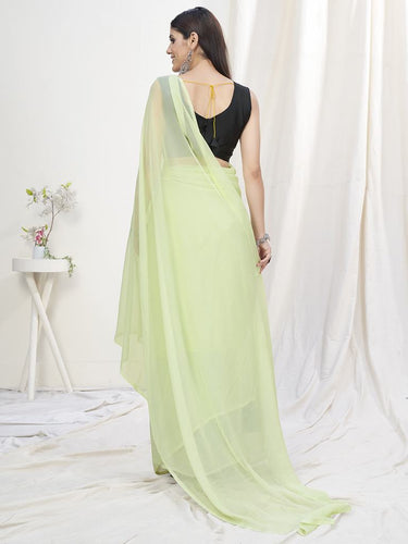 Light Fern Green Pre-Stitched Blended Silk Saree ClothsVilla