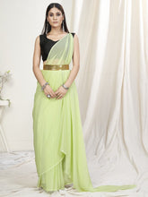 Load image into Gallery viewer, Light Fern Green Pre-Stitched Blended Silk Saree ClothsVilla