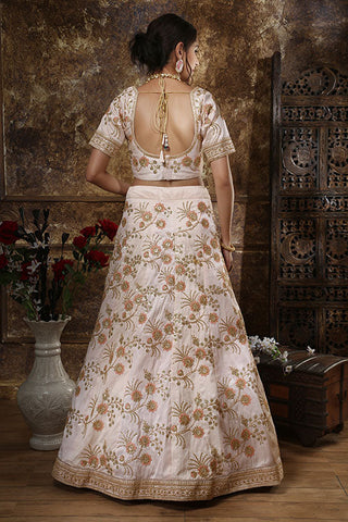 Light Peach Silk Indian Fashion Stylish Lehenga Choli Collection ClothsVilla.com