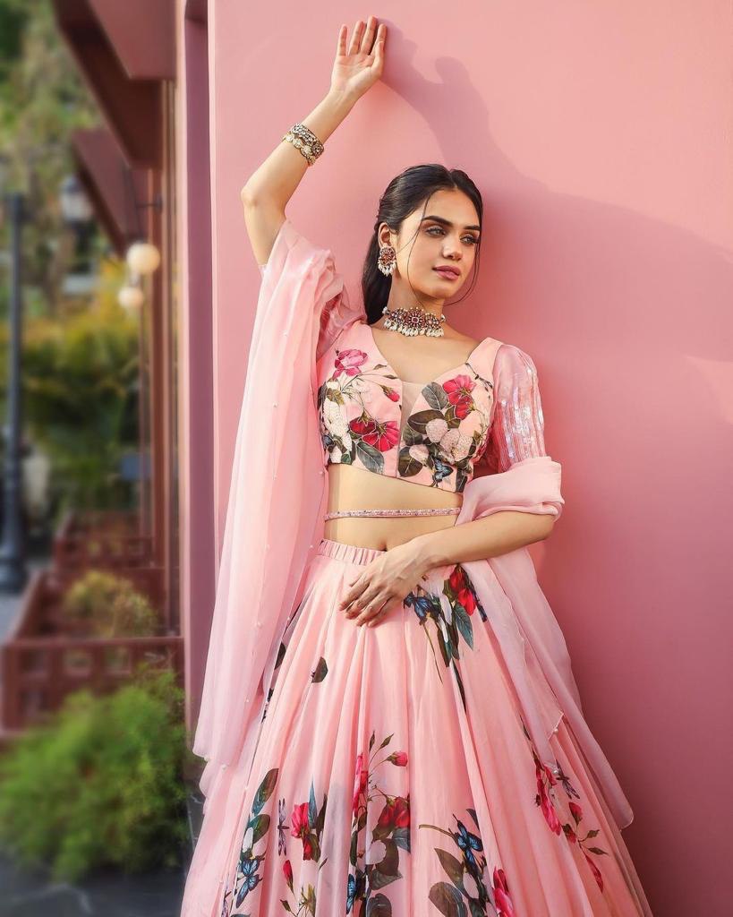 Light Pink Color Floral Printed Designer Lehenga Choli Clothsvilla