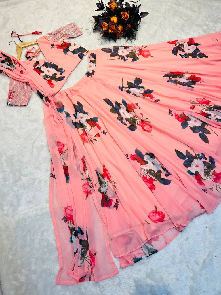 Light Pink Color Floral Printed Designer Lehenga Choli Clothsvilla
