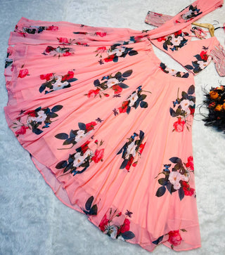Light Pink Color Floral Printed Designer Lehenga Choli Clothsvilla