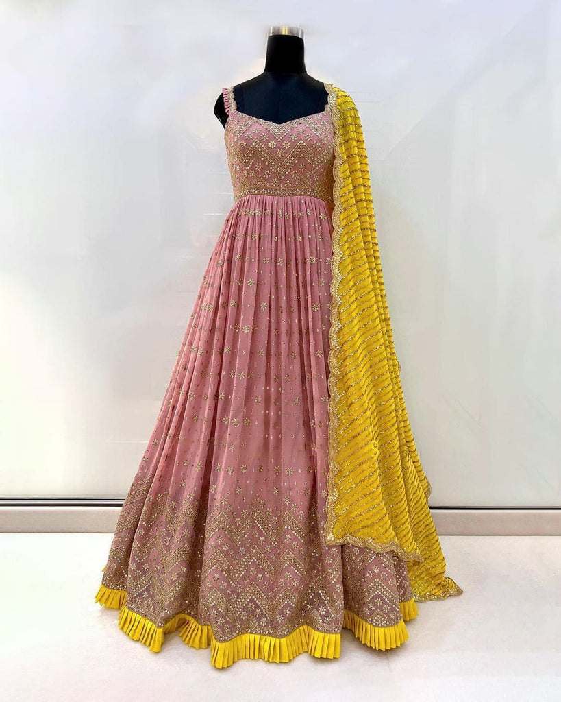 New Pink Colour Georgette Gown For Girls – Kaleendi
