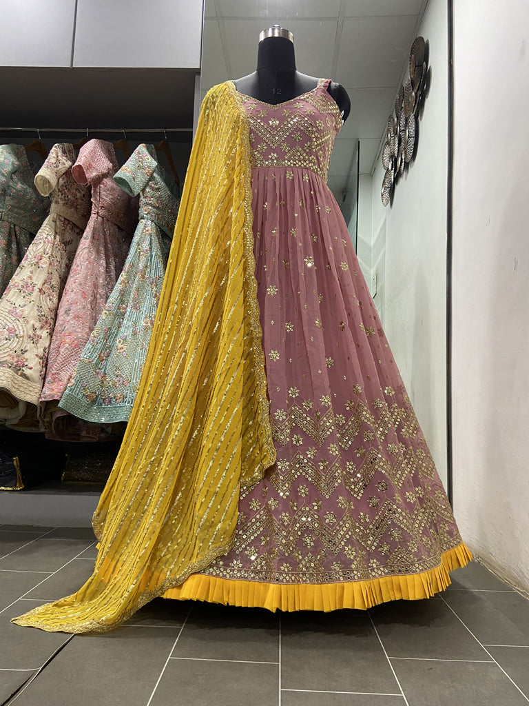 Light Pink Colour Gown Indian Designer Wedding Gown Clothsvilla