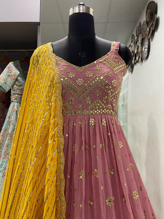 Light Pink Colour Gown Indian Designer Wedding Gown Clothsvilla