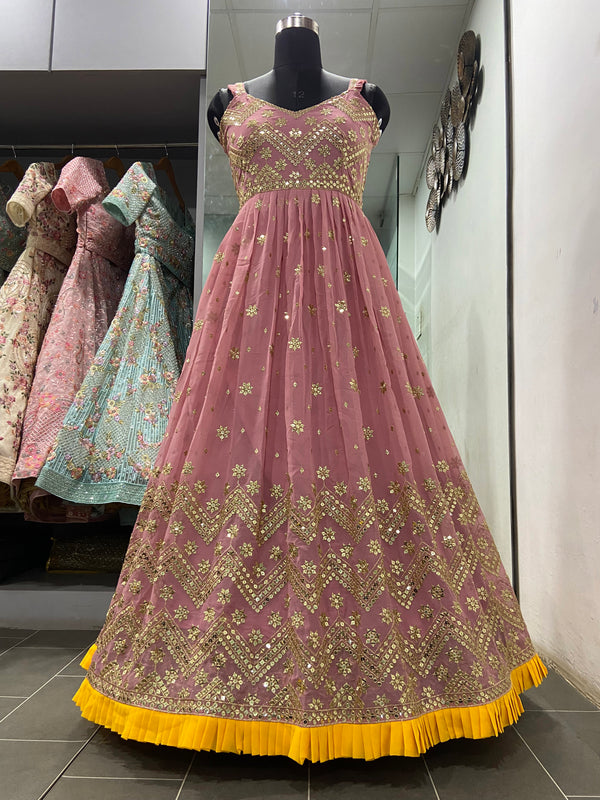 Light Pink Colour Gown Indian Designer Wedding Gown Clothsvilla