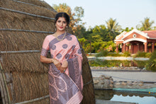 Load image into Gallery viewer, Light Pink Weaving Banarasi Silk Festival Wear Saree ClothsVilla