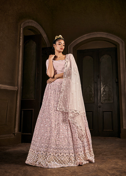Lilac Thread Sequins Georgette Party Wear Lehenga Choli ClothsVilla Main image
