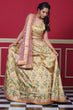 Load image into Gallery viewer, Lime Yellow Pakistani Silk Lehenga Choli For Indian Festival &amp; Weddings - Print Work, Swarovski Work Clothsvilla