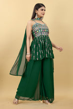 Load image into Gallery viewer, Luxuriant Dark Green Color Thread Sequence Sharara Suit Clothsvilla