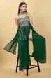 Load image into Gallery viewer, Luxuriant Dark Green Color Thread Sequence Sharara Suit Clothsvilla