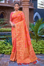 Orange Banarasi Silk Saree With Zari Weaving Work Clothsvilla