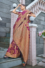Load image into Gallery viewer, Magenta Banarasi Silk Saree With Zari Weaving Clothsvilla