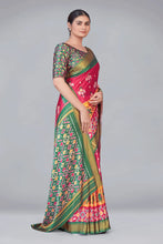 Load image into Gallery viewer, Pink &amp; Green Patola With Digital Printed Saree Clothsvilla