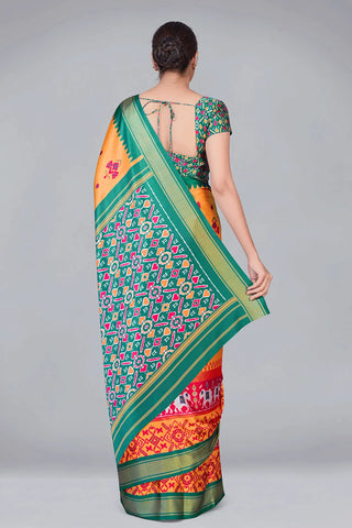 Light Orange Patola With Digital Printed Saree Clothsvilla