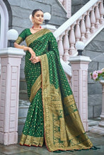 Load image into Gallery viewer, Green Banarasi Silk Saree With Zari Weaving Work Clothsvilla