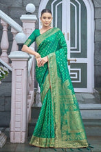 Load image into Gallery viewer, Sea Green Banarasi Silk Saree With Zari Weaving Work Clothsvilla