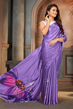 Load image into Gallery viewer, Purple Digital Printed With Satin Saree Clothsvilla