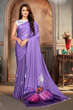 Load image into Gallery viewer, Purple Digital Printed With Satin Saree Clothsvilla