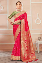 Load image into Gallery viewer, Pink Banarasi Silk Saree With Zari Weaving Work Clothsvilla