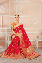 Load image into Gallery viewer, Red Banarasi Silk Saree With Zari Weaving Work Clothsvilla