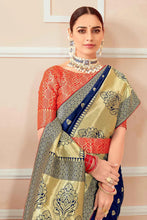 Load image into Gallery viewer, Blue Banarasi Silk Saree With Zari Weaving Work Clothsvilla