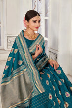 Load image into Gallery viewer, Rama Blue Banarasi Silk Saree With Zari Weaving Work Clothsvilla