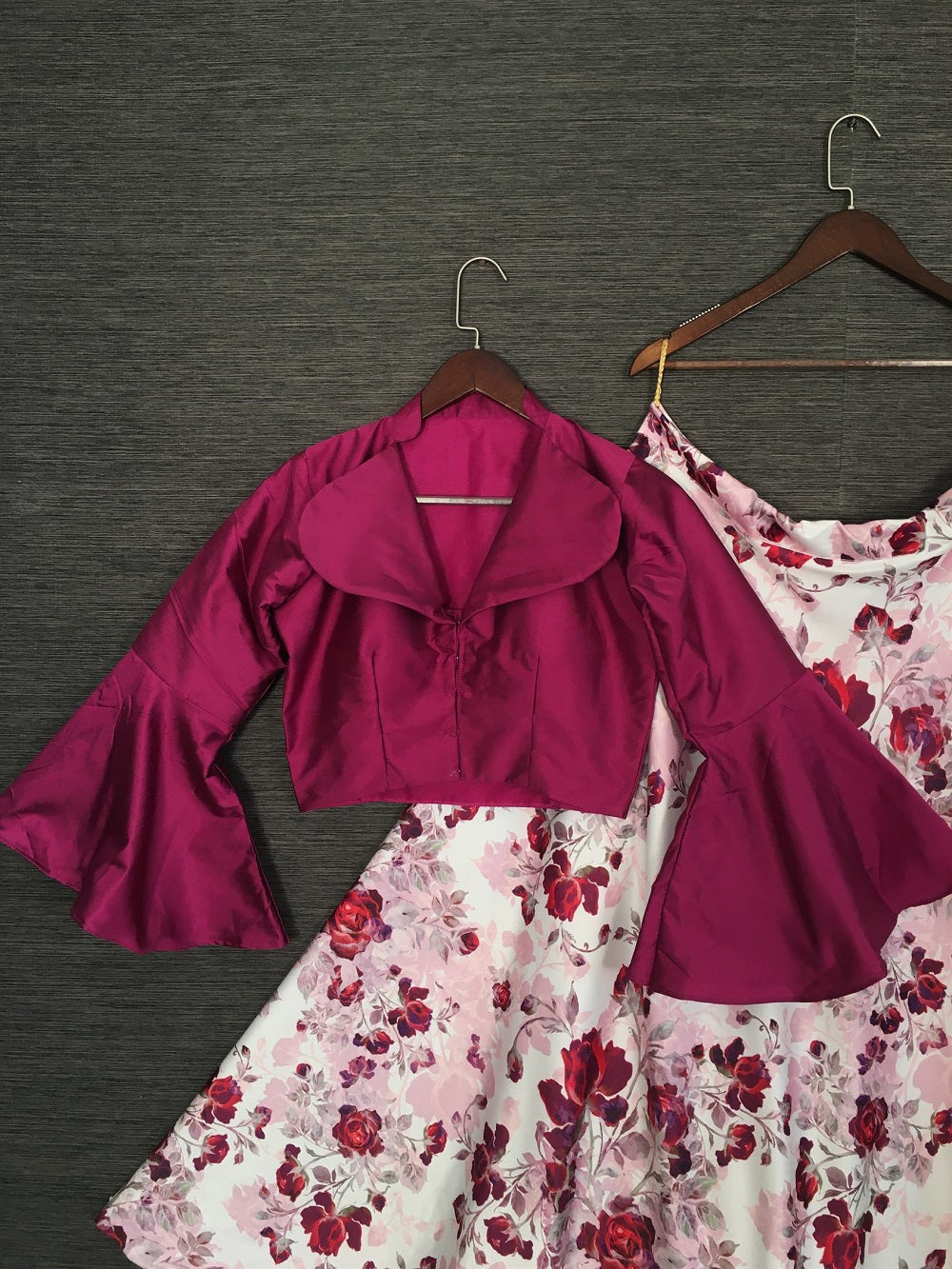 Magenta Color Digital Floral Printed Heavy Dull Satin Lehenga Choli Clothsvilla