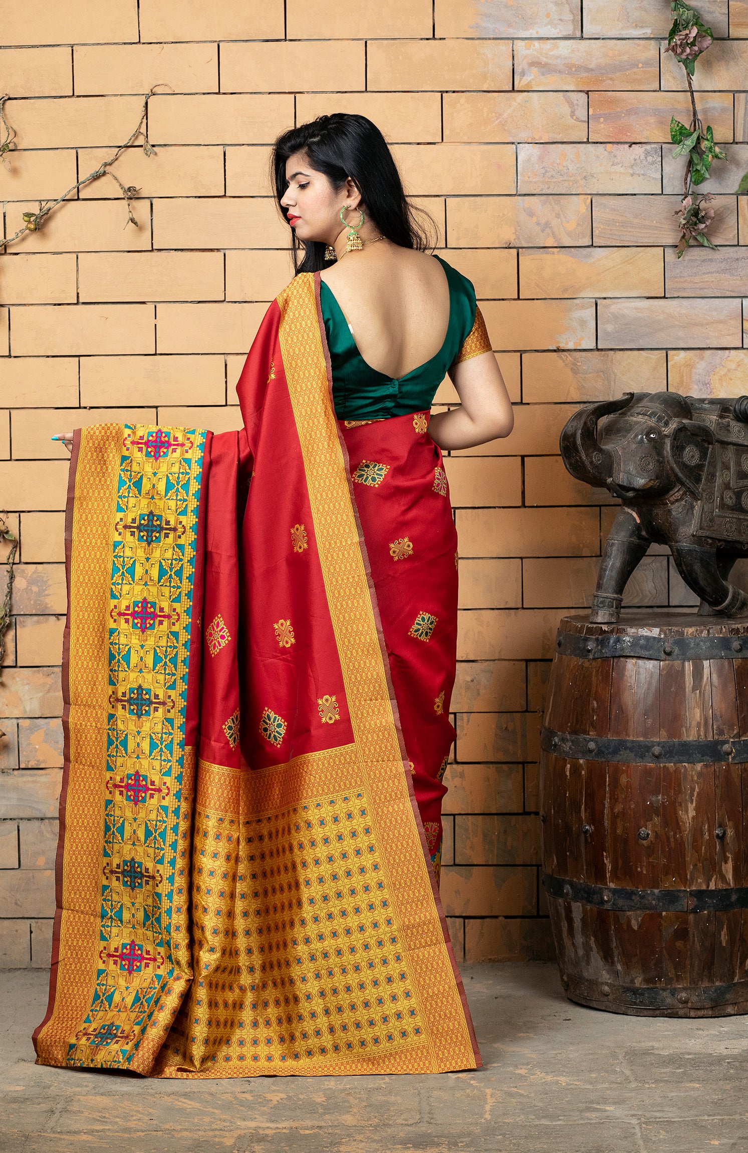 Magnetic Red Colored Festive Wear Woven Banarasi Silk Saree ClothsVilla