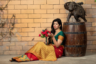 Magnetic Red Colored Festive Wear Woven Banarasi Silk Saree ClothsVilla