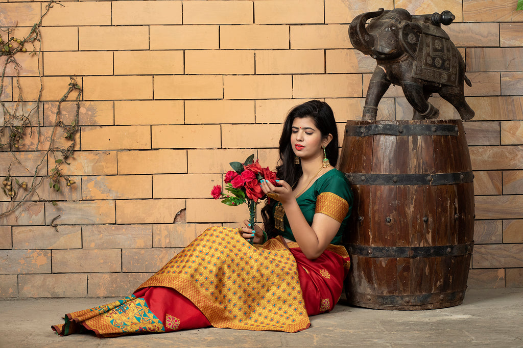Magnetic Red Colored Festive Wear Woven Banarasi Silk Saree ClothsVilla