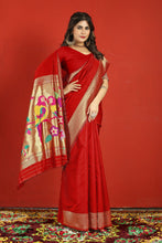 Load image into Gallery viewer, Splendorous Red Paithani Silk Saree With Ratatouille Blouse Piece Manzar-Paithani Silk